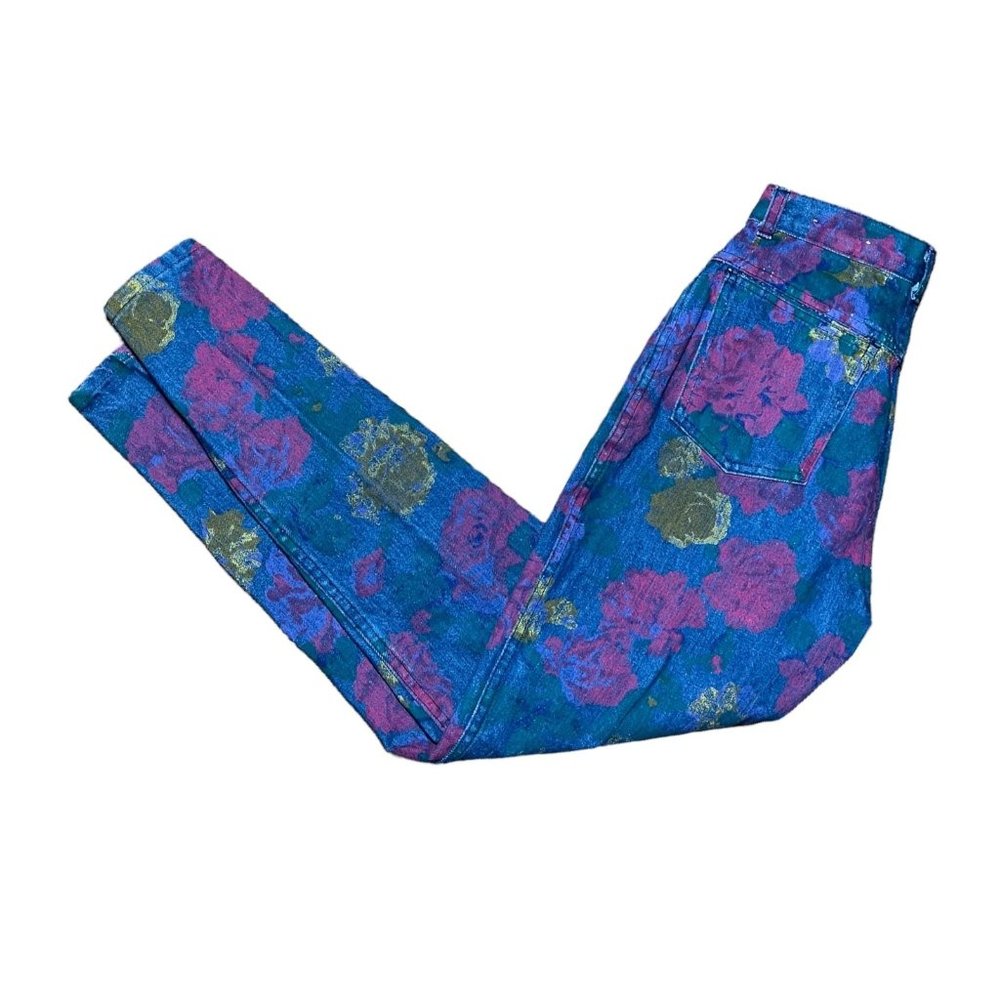 VTG High Rise Skinny Floral Print Jeans - Picture 4 of 12